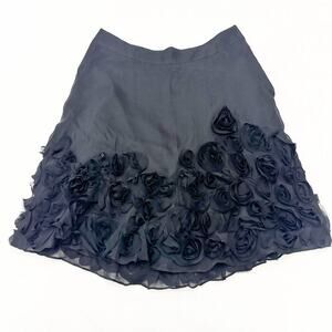 Talbots Petite Silk Black Flower Adorned Pencil Skirt Size 10